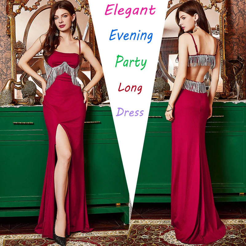 

2024 New Burgundy Sequin Mermaid Evening Formal Occasion Prom Red Birthday Party Woman Maxi Sequin Summer Dress Vestidos