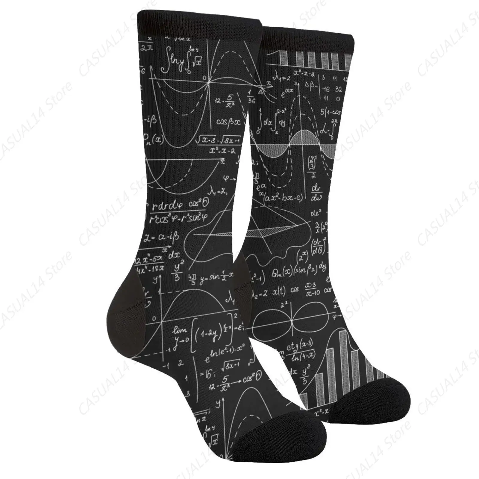 Algebra Symbol Formula Calculation Equation Digital Mathematics Casual Funny Funky Fashion Comfortable Socks For Men Women