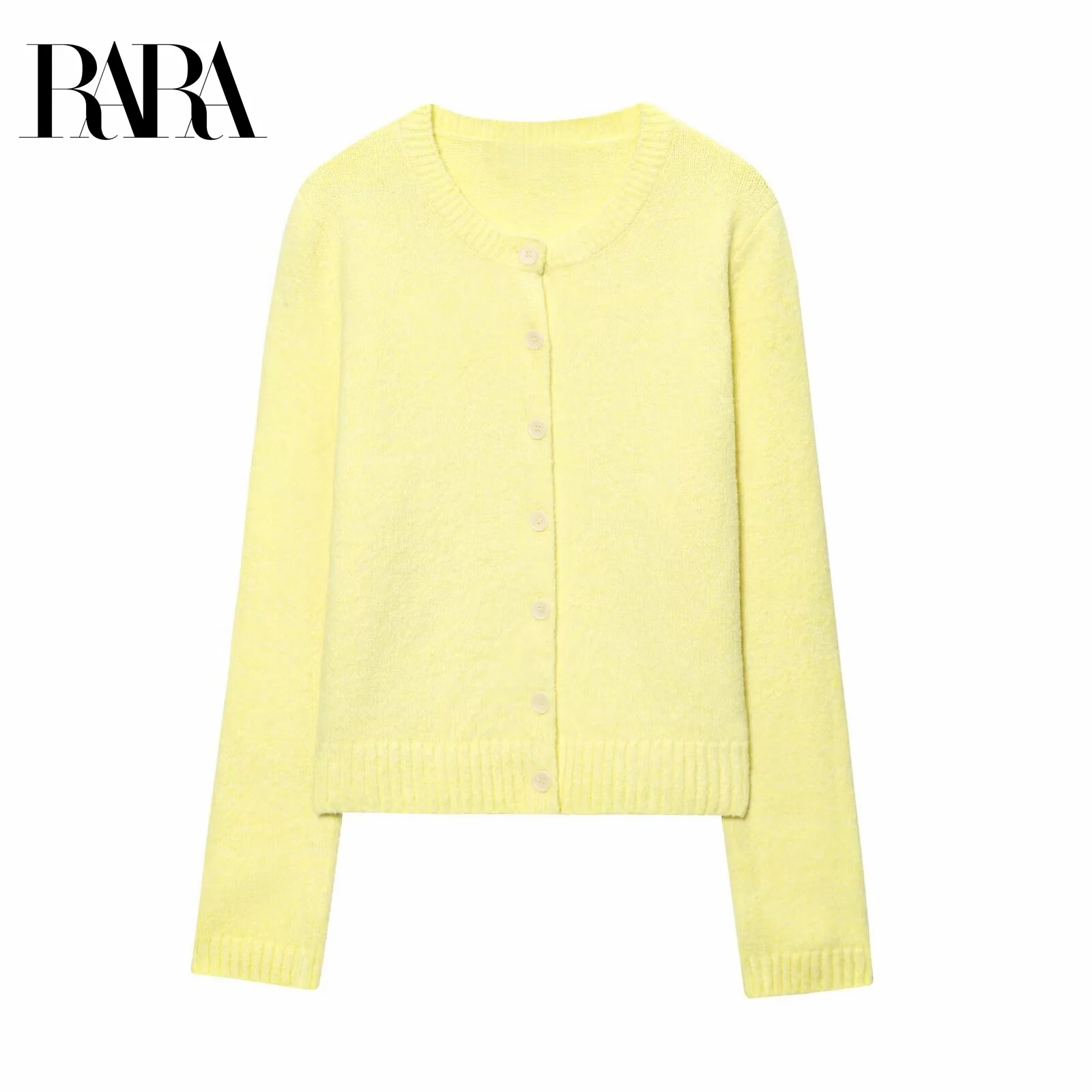 

RARA2025 autumn new women's casual fashion simple and comfortable single-breasted round neck long-sleeved knitted jacket top
