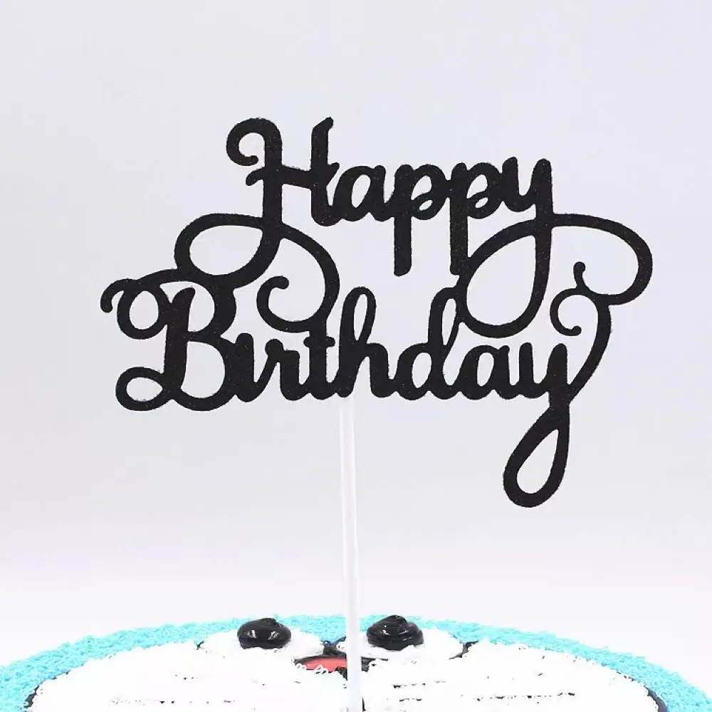 5pcs Happy Birthday Cake Topper Red Pink Blue Silver Cupcake Topper For Kids Birthday Party Cake Dessert Decorations Baby Shower