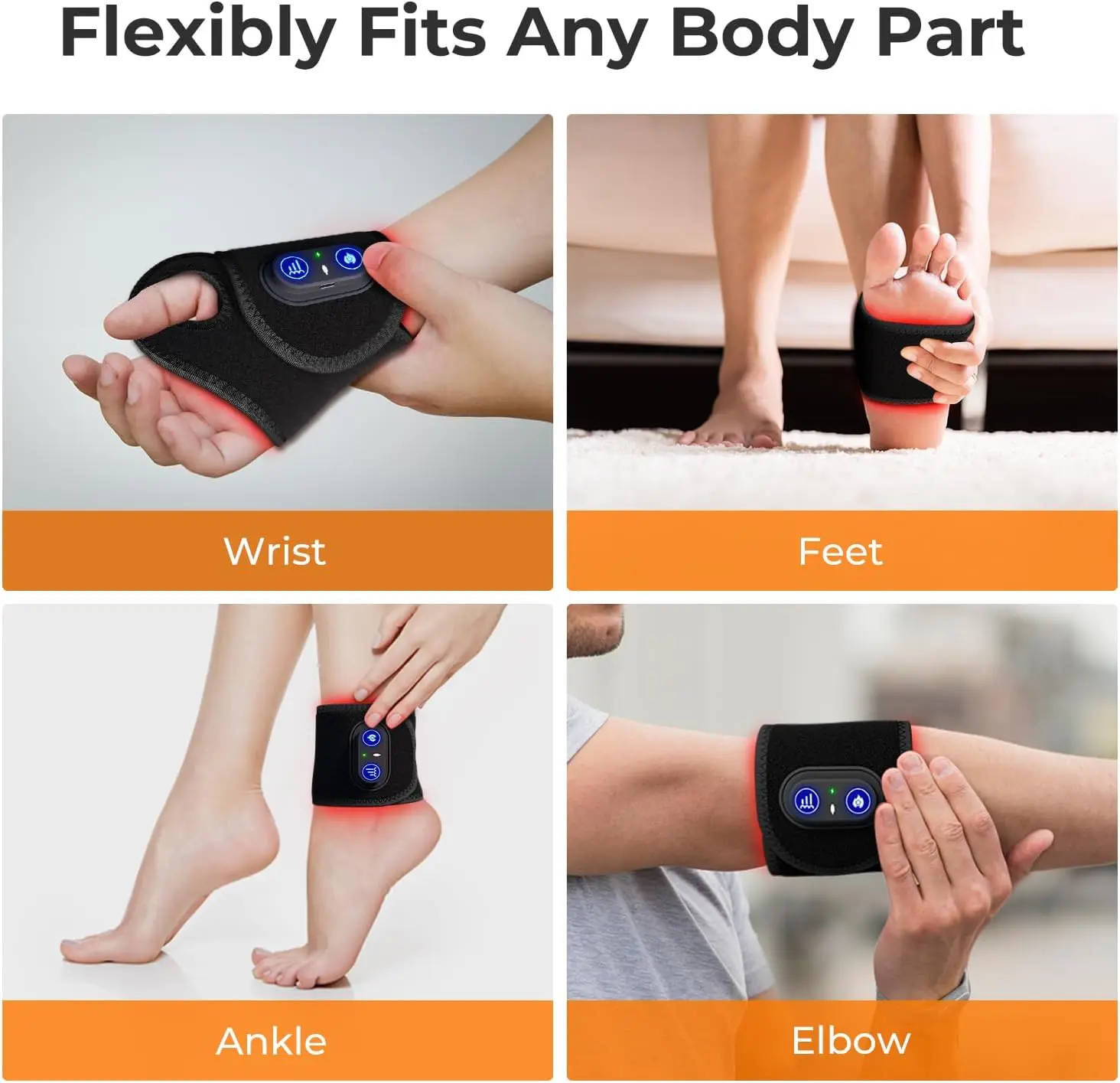 Rechargeable Cordless Red&Near Infrared Light Therapy Wrist Wrap Band with 48 Leds for Hand, Wrist, Finger, and Joint Discomfort