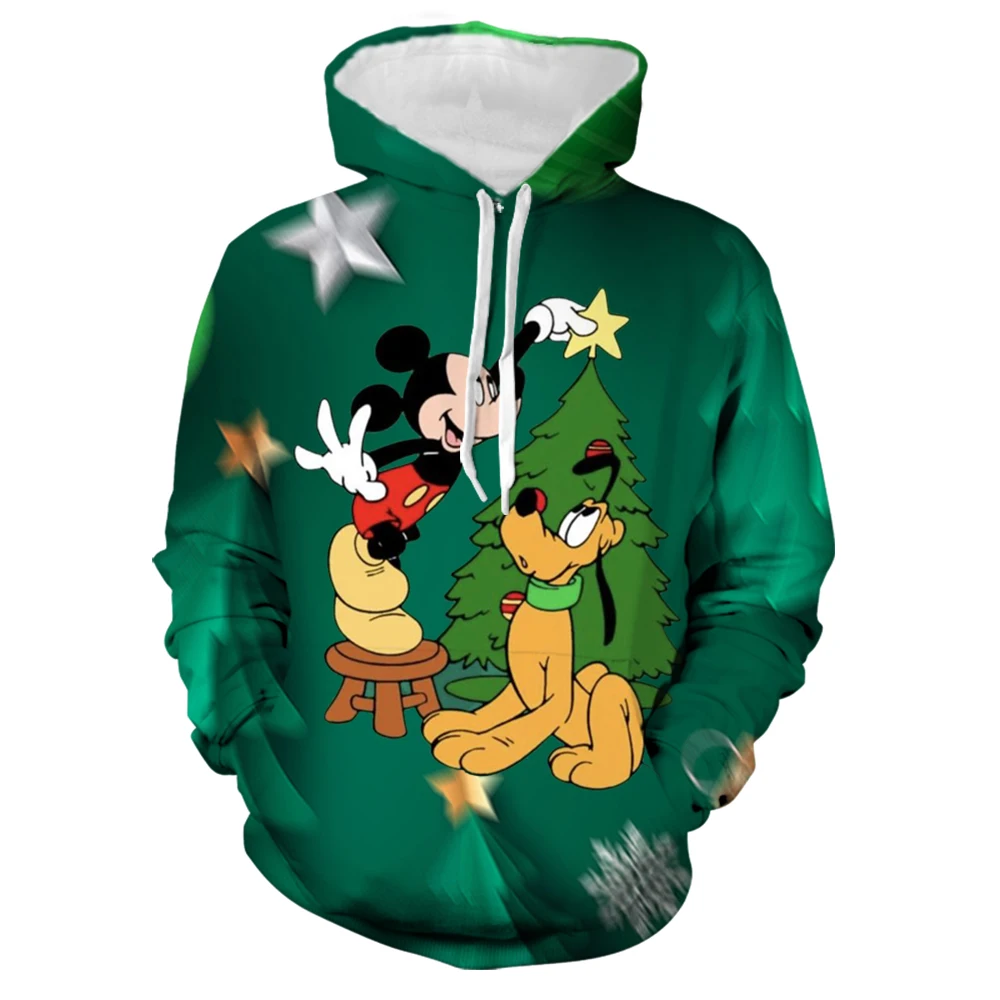 Disney Autumn Men and Women Merry Christmas Hoodies Cartoon Mickey Minnie Hoodies Couple Fashion Outerwear Casual Streetwear