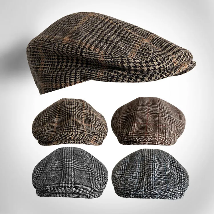 Casual Plaid Hats Men Berets Spring Autumn Winter Newsboy Cap Women Vintage Flat Ivy Hats Golf Driving Cap Casquette