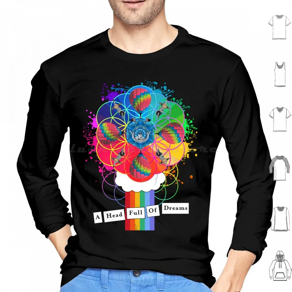 A Head Full Of Dreams Hoodie cotton Long Sleeve Pop Band Music Artist Fanart Song Album Lyrics Dreams Multicolored Flower Of