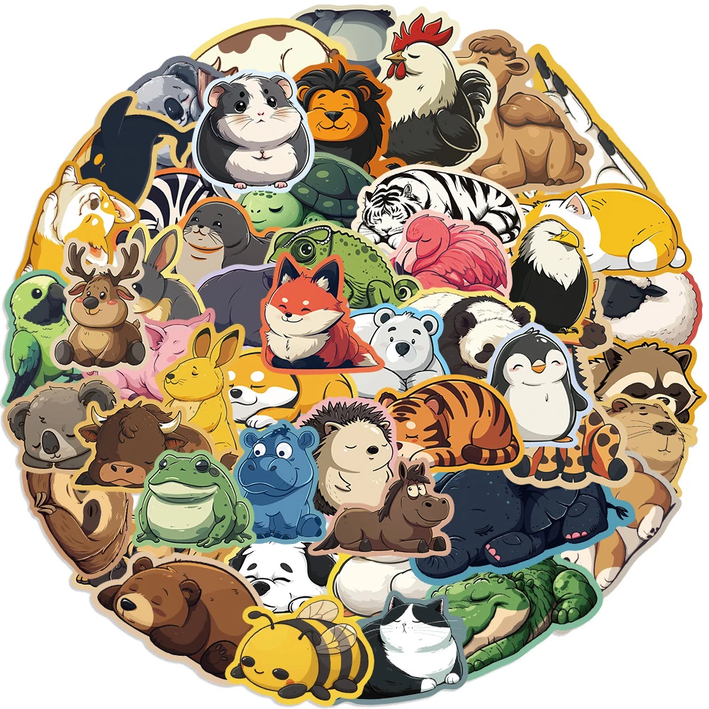 

10/30/50pcs Cute Cartoon Fat Animal Graffiti Stickers Decal Decoration Laptop Notebook Phone Suitcase Stationery Sticker Kid Toy