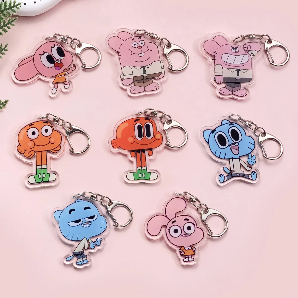 1/8Pcs Cartoon The Amazing World of Gumball Acrylic Keychain Backpack Pendant Bag Charms Accessories Decoration Holiday Gifts