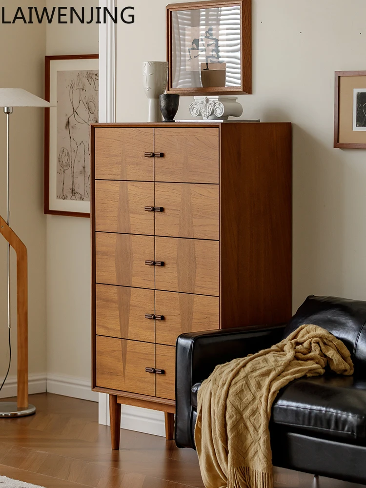 

MJY medieval solid wood veneer French retro modern bedroom bedside chest of drawers