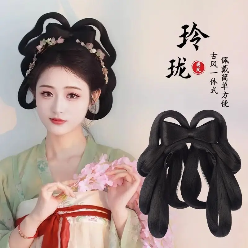 

Traditional Chinese Wig System - Ready-to-Wear Tang Style Updo with Comfortable Base Historical Hanfu Hairpiece