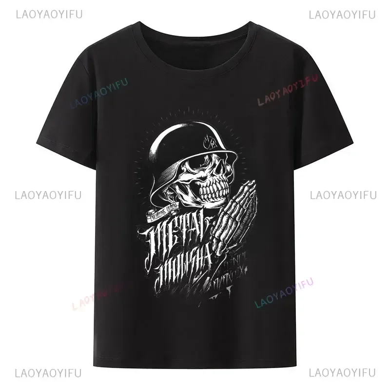 Men Clothes Metal Mulisha Skull T-Shirt Grunge Couples Tee Anime Ropa Hombre Aesthetic Cotton Casual Clothing Women Harajuku