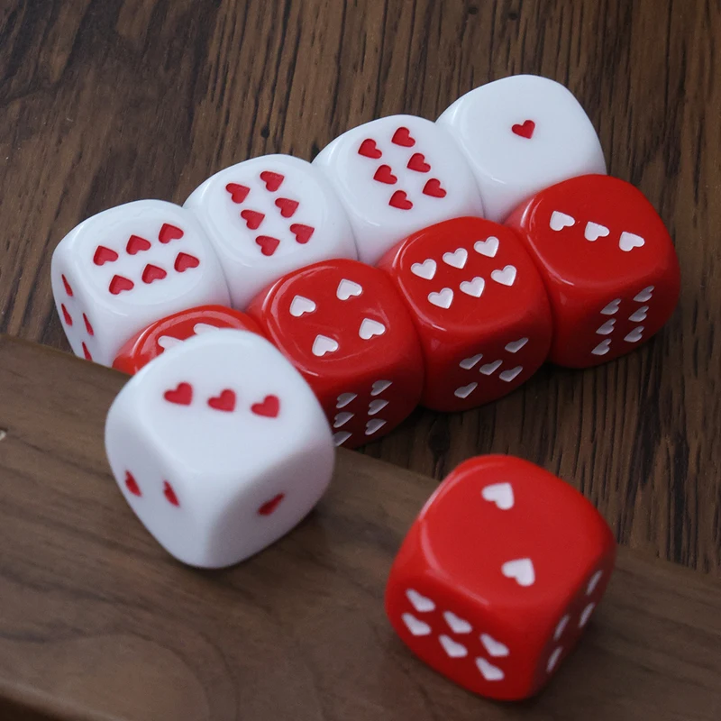 10PCS White And Red Heart Dice Poker Party Favors KTV Bar Drinking Games For Adults Couple Gift Funny Juegos De Mesas Divertidos