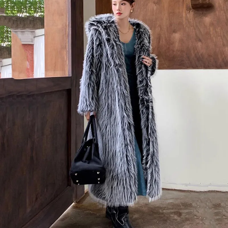 High Quality Fur Coat Women Fur Coat 2025 New Winter Warm Thick Temperament Imitation Wool Leisure Hooded Women Fur Coat H626