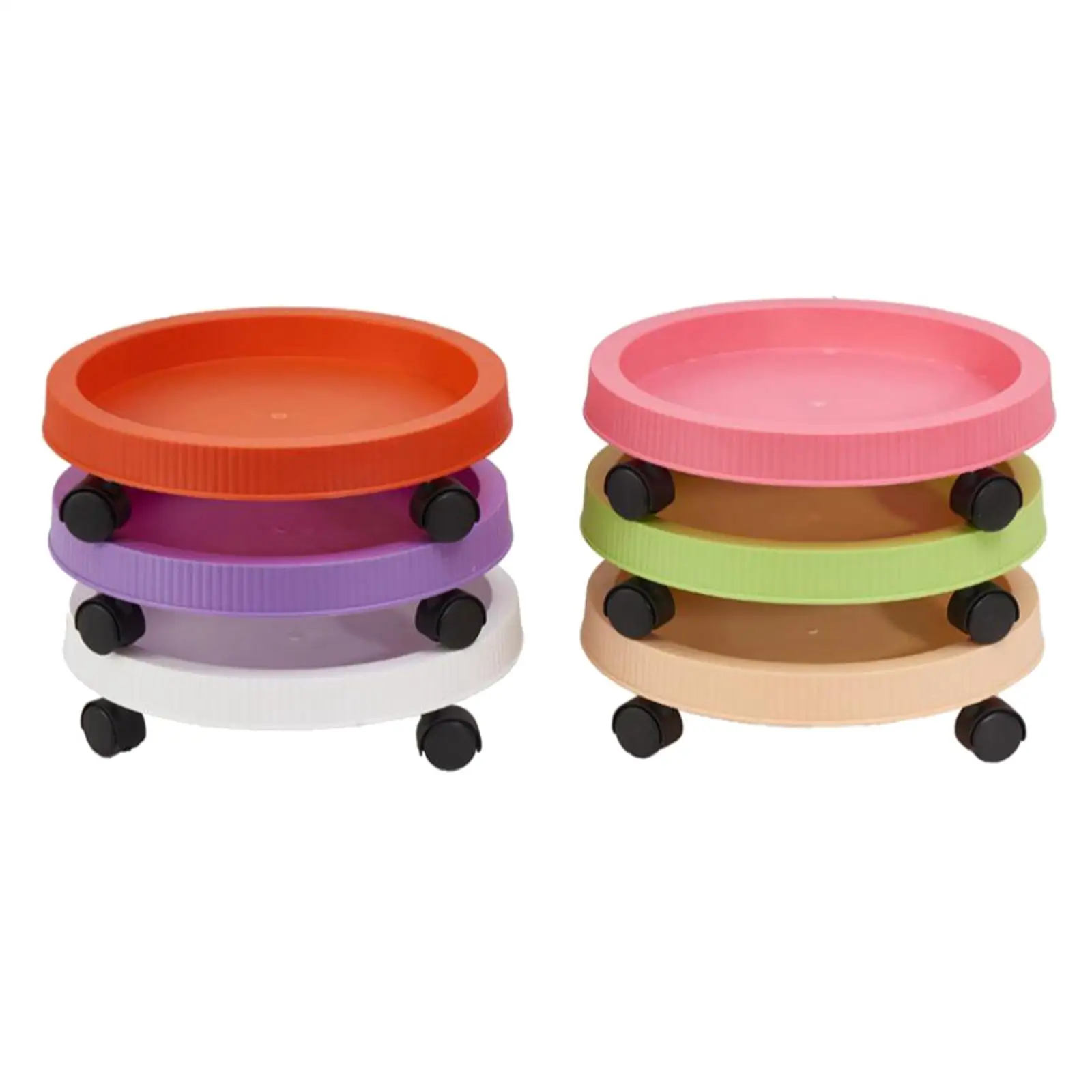Movable Flower Pot Tray with Wheels Plant Saucer Flexible Round Coaster Indoor Outdoor for Planters