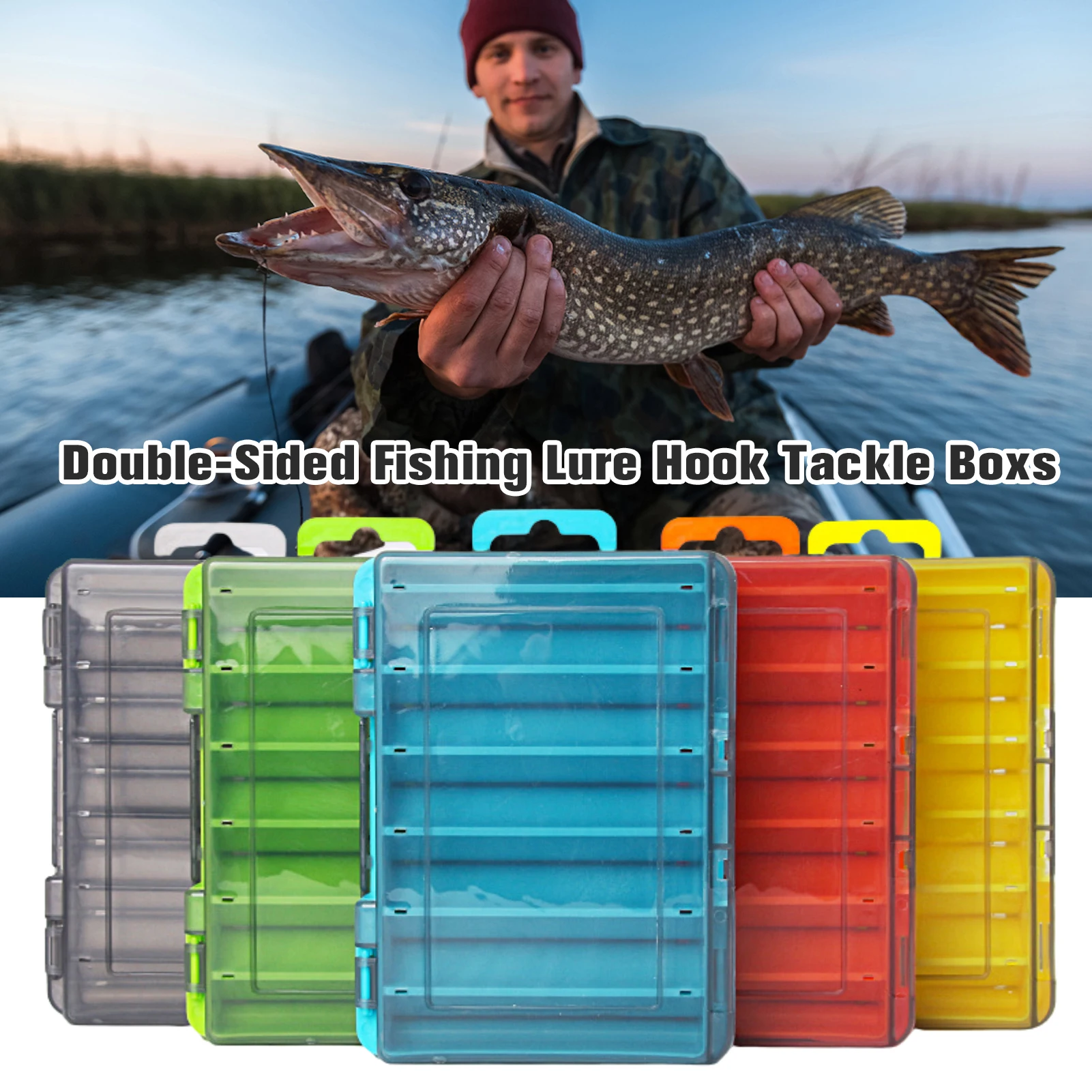 Waterproof Double Sided Lure Bait Storage Box 12 Compartments Fishing Tackle Storage Box Fishing Lure Box Organizer 140*103*32mm