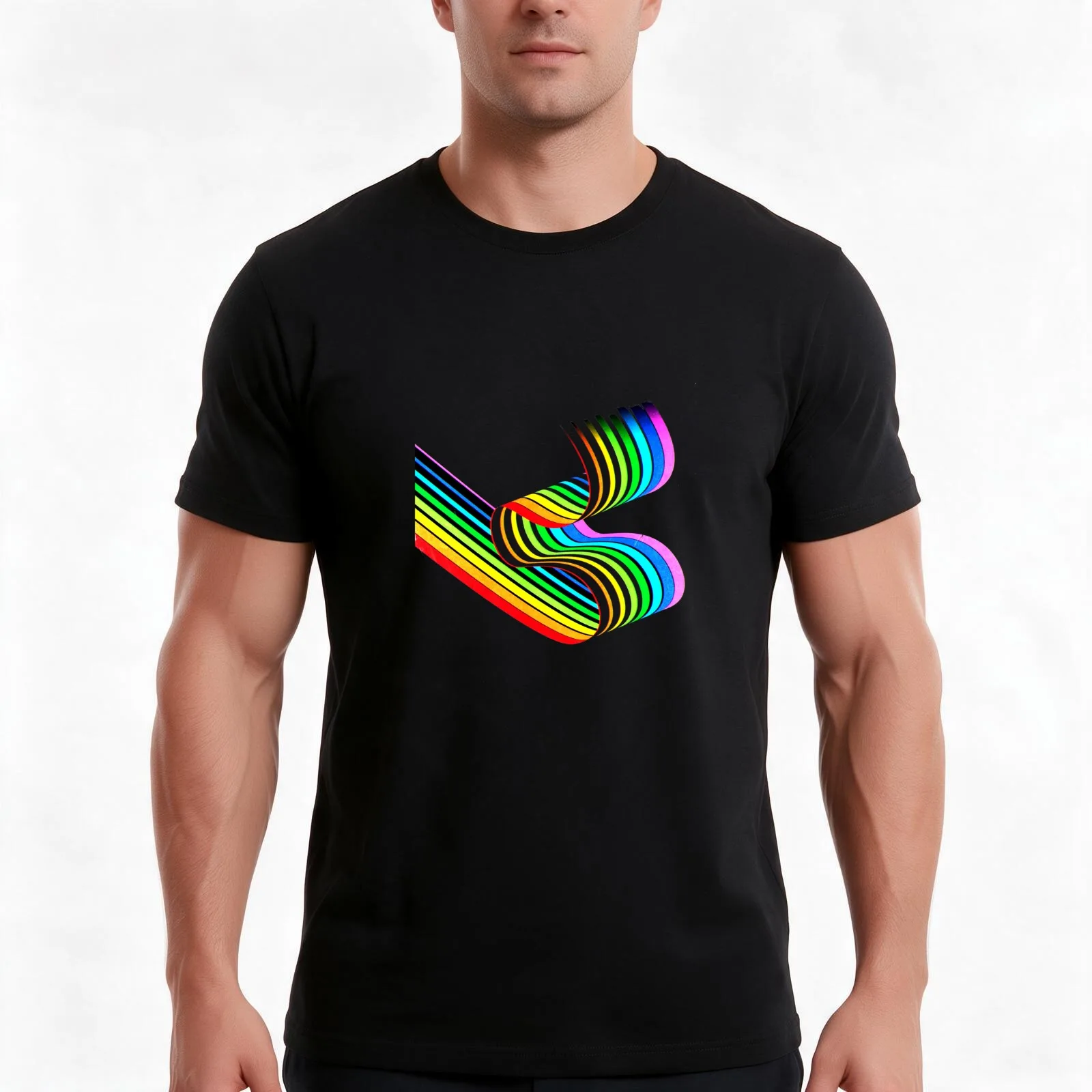 Aphex Twin Rainbow . T-Shirt, Summer Casual Cotton Tee, Oversized Streetwear Tops, Vintage Graphic Print, Loose Fit Short Sleeve
