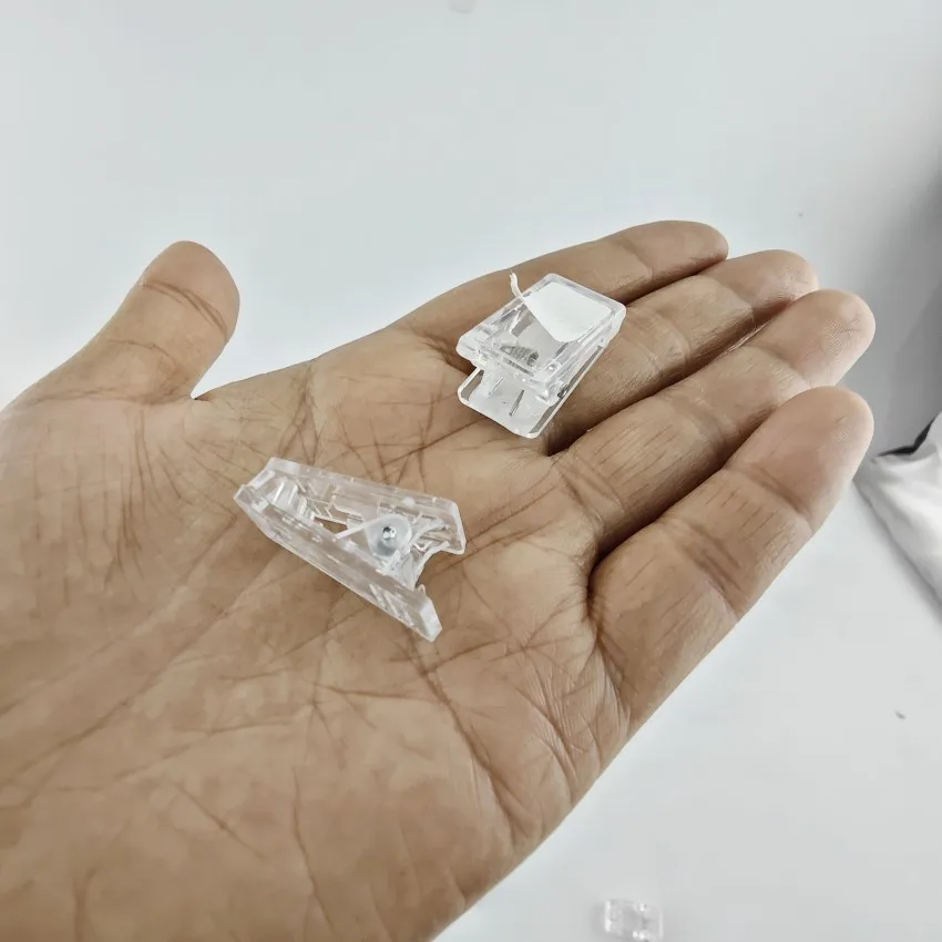 500pcs Plastic Clamp Folder Spring Clip Mini Small Adhesive Sticker Paper ID Card Display