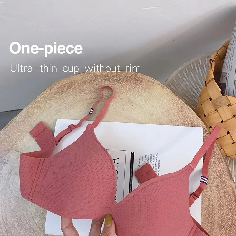 심리스 브래지어 와이어 프리 여성 소녀 영국 스타일 속옷, 초박형 브래지어, 원피스 푸시업 섹시 브래지어