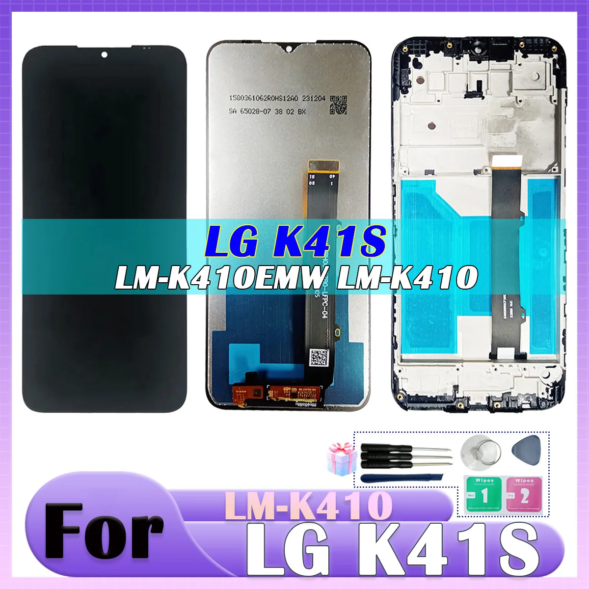 TFT LCD For LG K41s LCD Display Touch Screen Assembly Digitizer Replacement, with Frame For LG K41s K410 LCD Repair