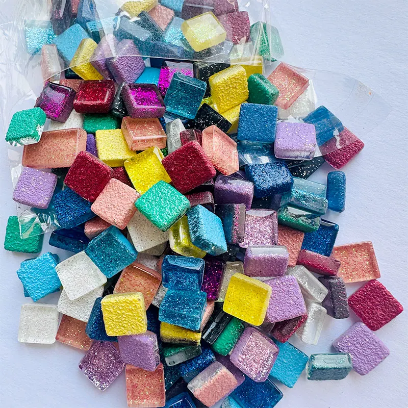 

100PCS Diy Mix Color Glitter Glass Mosaic Stones Mosaic Tiles Glass Pebbles Crafts Material Puzzle For Diy Mosaic Making arte 97