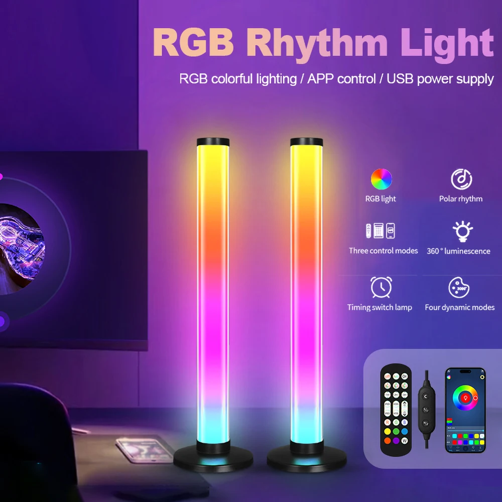 

USB RGB LED Light Ambient Light Magic Color Sound Pickup Glow PUL Bluetooth Music Sync Light Gaming Desktop PC LED 25CM 5V Party