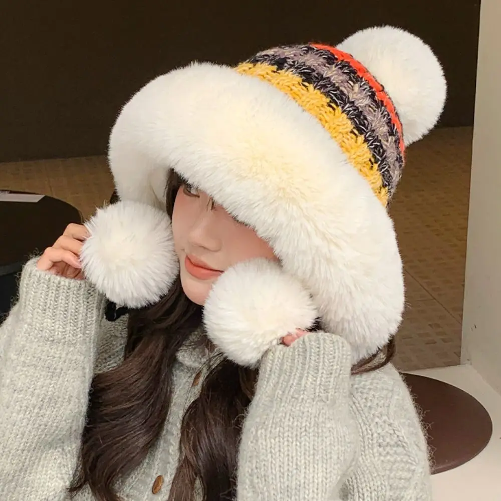 

Cold-proof Women's Plush Thickened Hat Autumn and Winter Cap Warm Tools Warm Windproof Hats Multicolor Earmuffs Caps