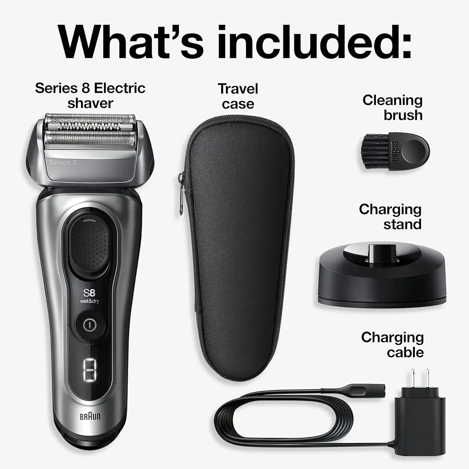 Series 8 Electric Razor for Men, with 4+1 Shaving Elements  Precision Long Hair Trimmer, Close  Gentle Even on Dense