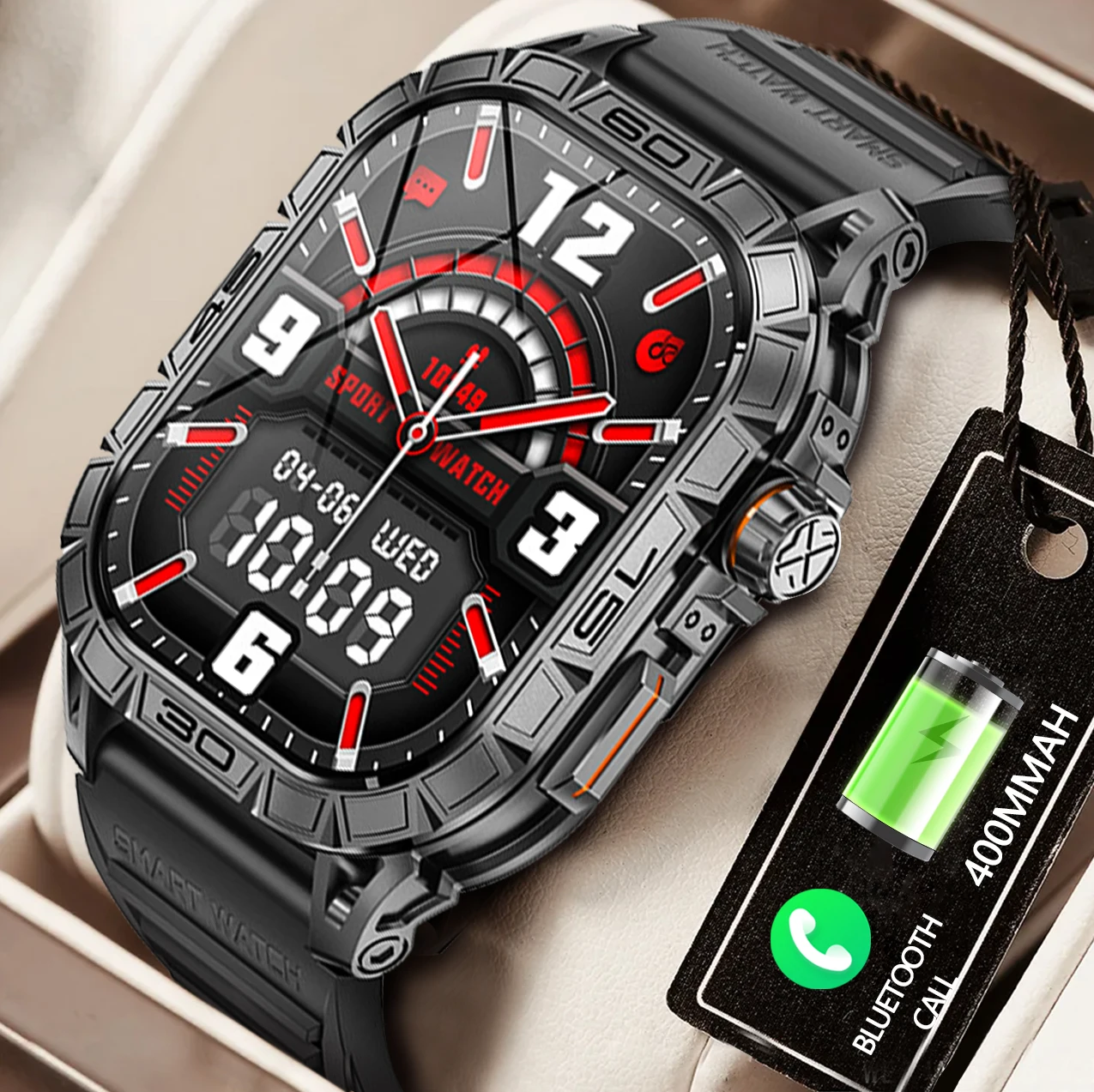 AMOLED New Smart Watch for Men Bluetooth call watch Sport Run Watches Heart Rate Monitor Step Counter smartwatch 380mAh battery 18v to 12v 120w step down converter aadpter for milwaukee 18v li ion battery power wheel inverter buck boost voltage regulator