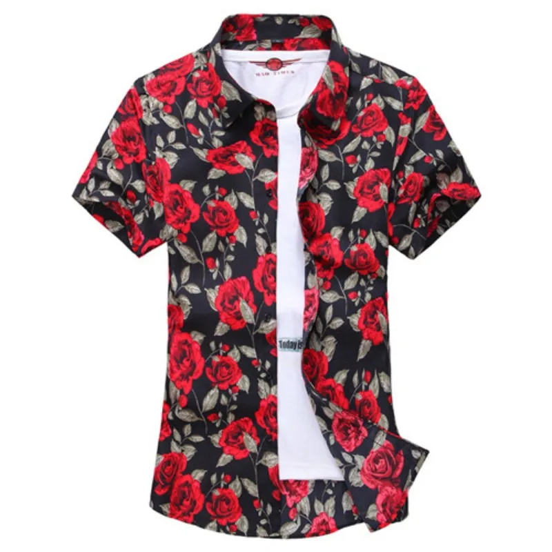 

New Summer Hawaiian Floral Mens Holiday Beach Casual Korean Plus Big Size Office Retro Shirt Party Sale China-imported-clothes