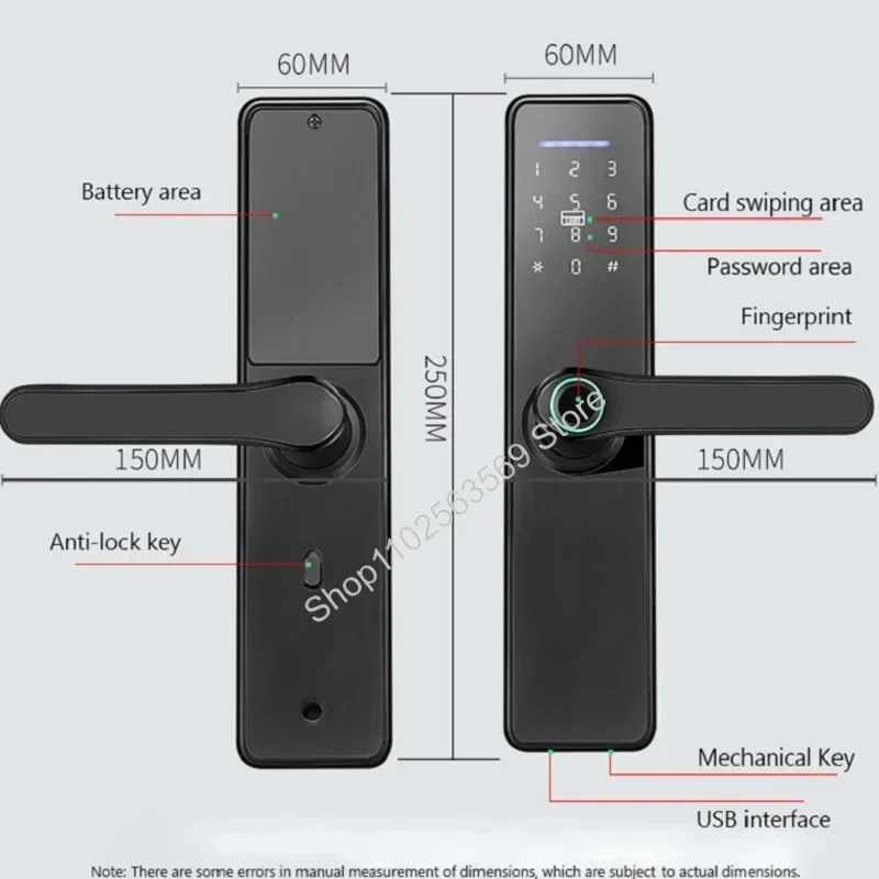 Tuya Smart Lock TTlock Electronic Lock Indoor Wooden Door Fingerprint Locks Password Finger Print IC Card APP Key Remote Unlock