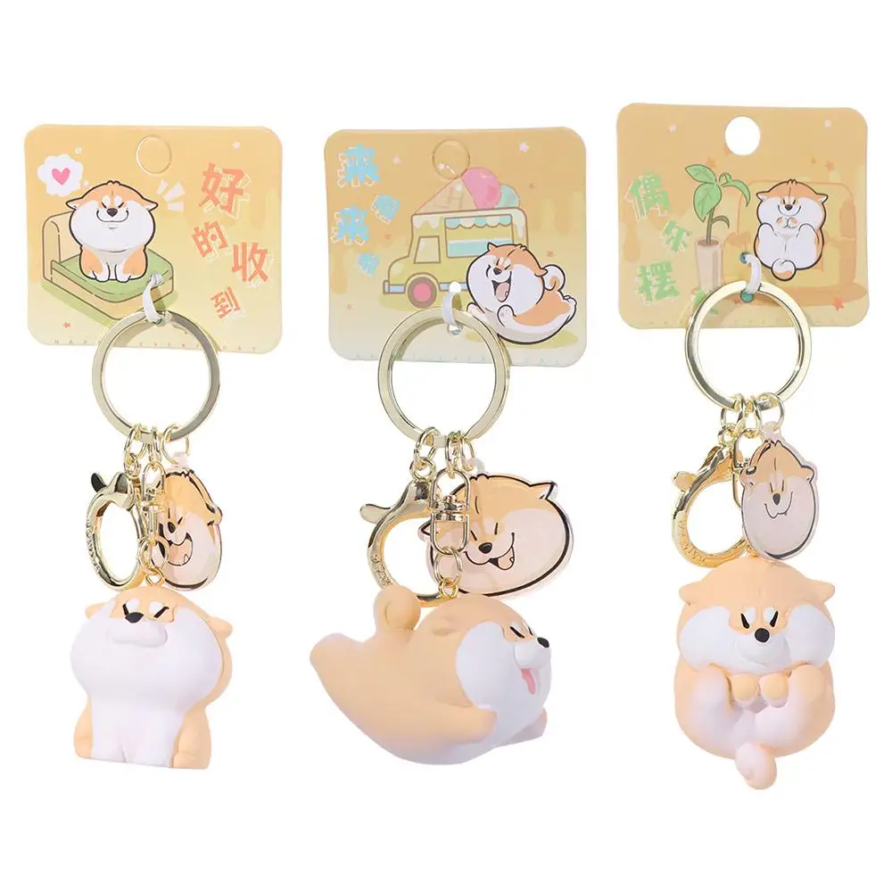 

Creative Cartoon Shiba Inu Dog Keychain Doll Delicate Car Key Ring Resin Cute Dog Bag Pendant Small Gifts
