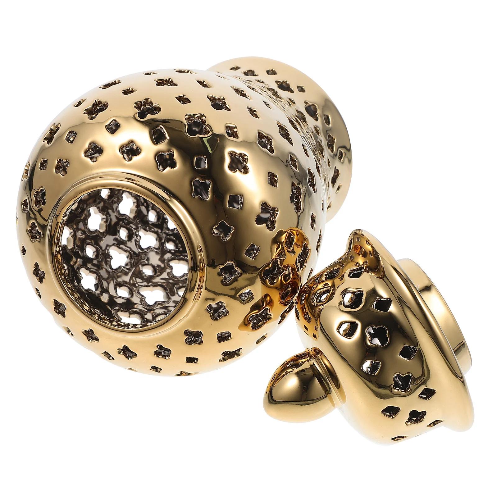 

Ceramic Hollow Out Ginger Garlic Jar Vintage Flower Vase Decorative Planter Desktop Ornament Hollow Flower Holder