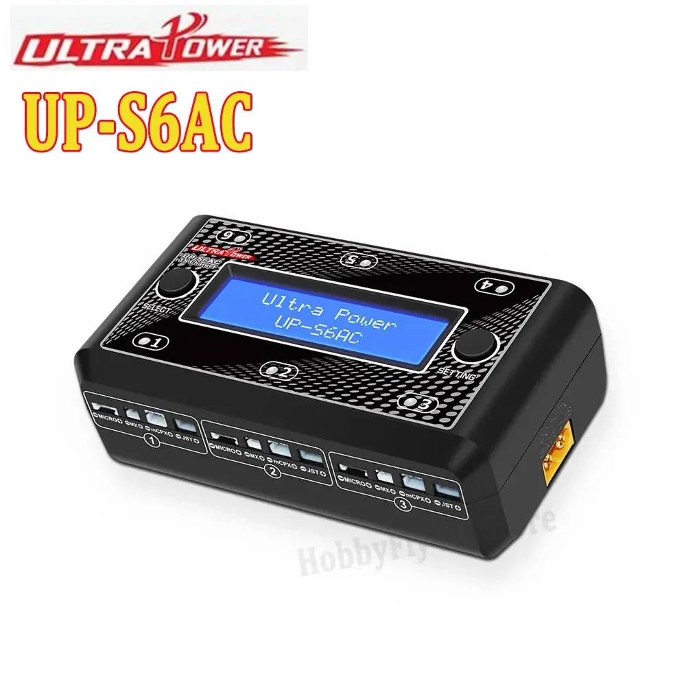 Ultra Power UP-S6AC LCD Digital Display 6x4.35W AC DC Battery Charger for 1S LiPO LiHV RC Model Accessories