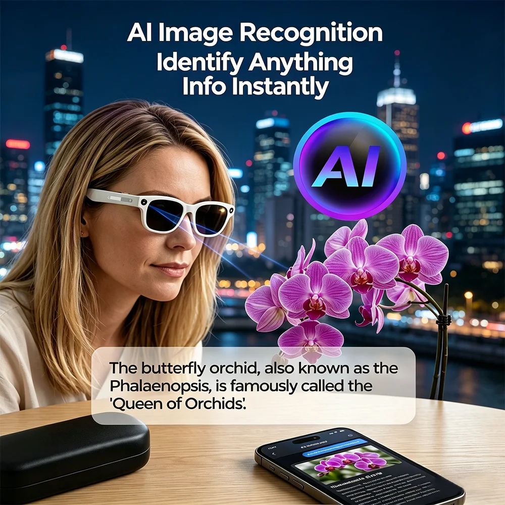 AI Smart Glasses, High-Definition Video Recording, Voice Calling and Music Functions, Suitable for Travel and Outdoor Activities