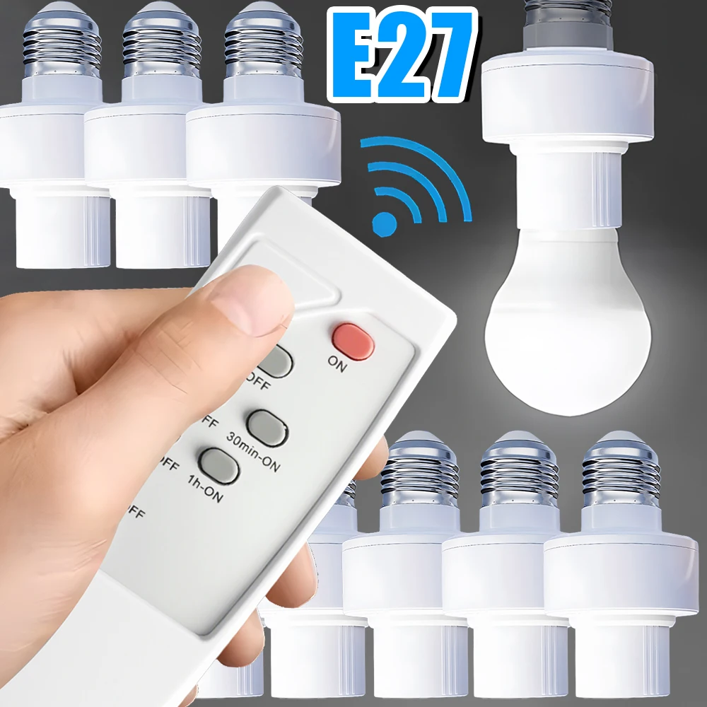 

E27 Bulb Base Adapter Wireless Remote Control Smart LED Lampholder AC85-265V Universal Timer Switch Light Socket E27 Screw