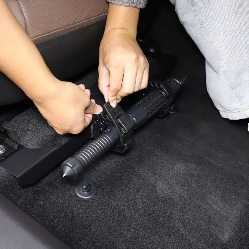 For Lexus ES 2018-2024 Aluminum Alloy Black Car Under Seat Flashlight Holder Bracket Interior Car Accessories