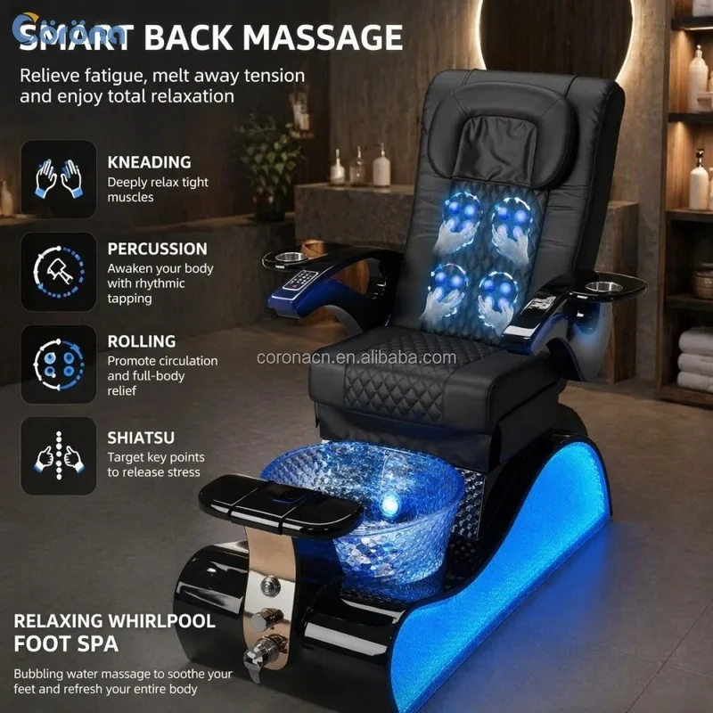 Custom Color Professional Luxury Foot Spa Chair Electric Adjustable Massage Manicure Pedicure Chair for Beauty Nail Salon