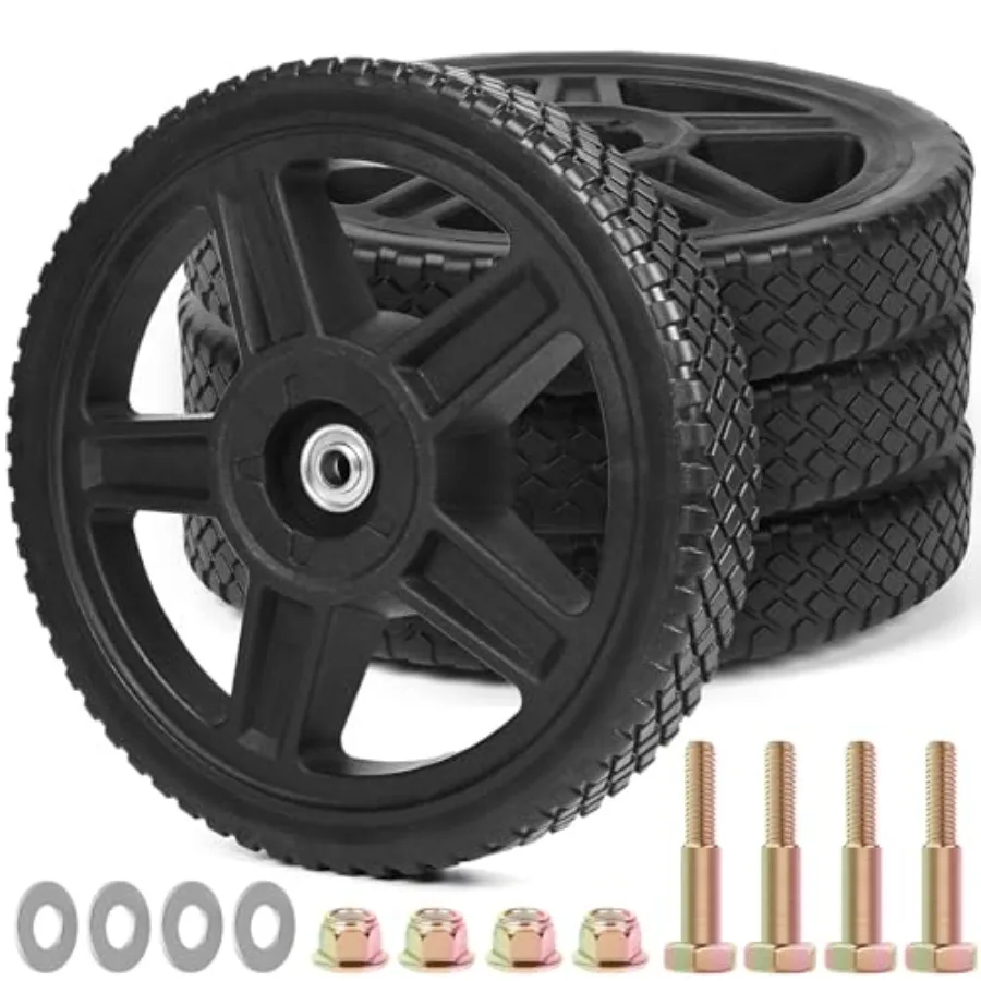 

Lawn Mower Wheels Kits Universal " Push Mower Wheels with 1/2" Bearing Bolts and Nuts Plastic Replacement Tires for Most Standa