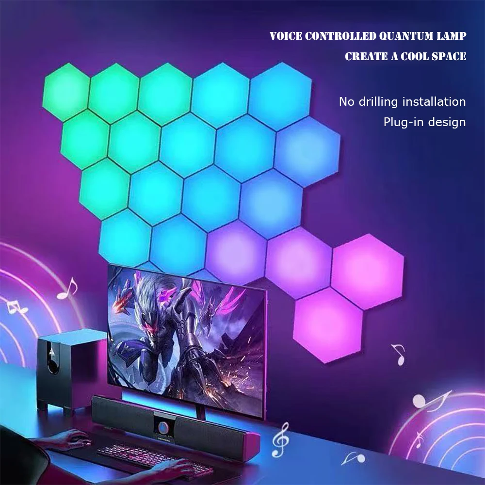 App Rgb 5V Usb Creatieve Led Quantum Nachtlampje Zeshoekige Modulaire Touch Sensor Sfeer Verlichting Led Wandlamp Met controller