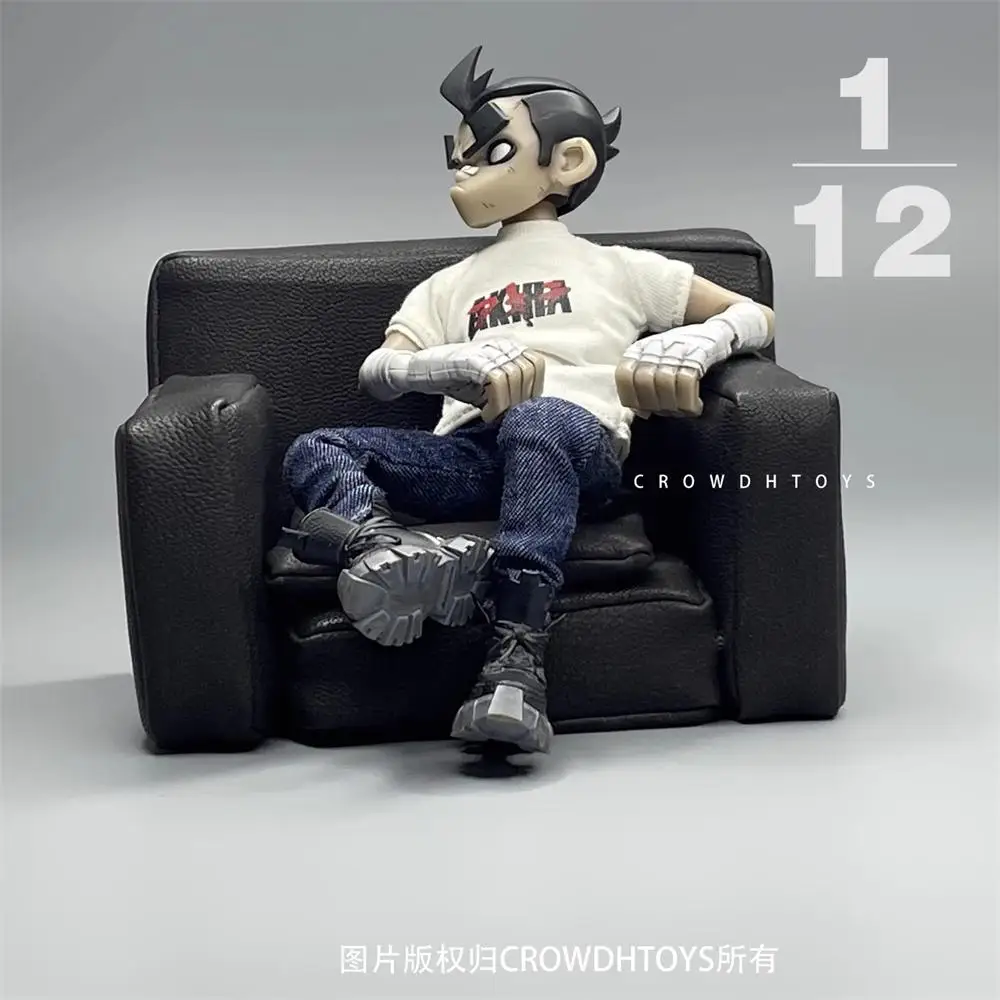 

For Sale 1/12 3ATOYS Fashion Trendy Style Male White Short Sleeves Jeans Pant Sofa No Body No Head For 12" Doll Figure Collect