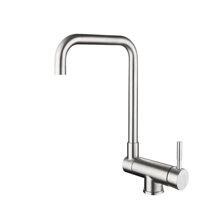 304 Stainless Steel Kitchen Sink Faucet with 360° Swivel Folding Tap Hot And Cold Water Mixer for Deck Installation