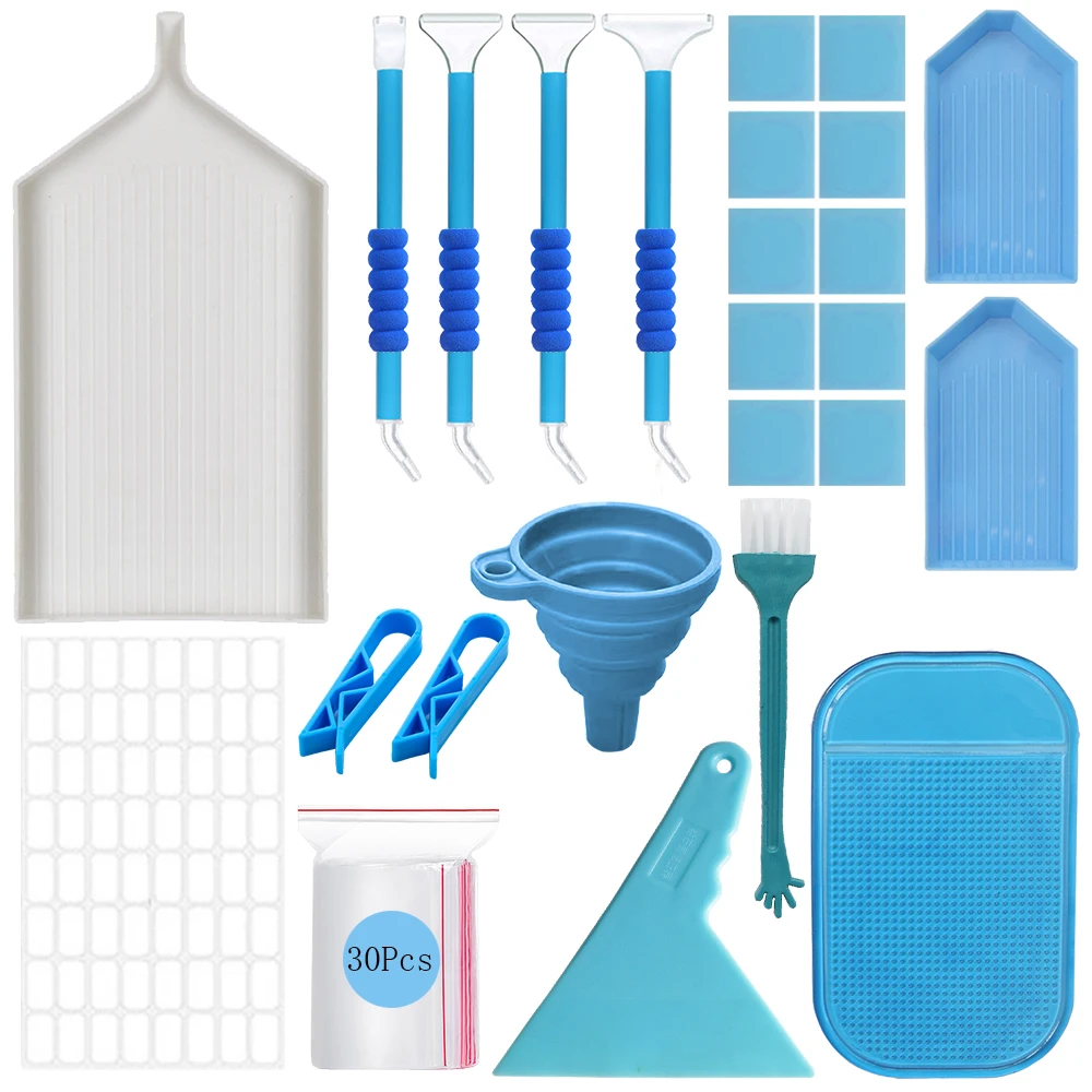 5D Komplettes Diamantmalerei-Werkzeugset mit Zubehör und Aufbewahrungstasche, 28 Fächer, Behälter, Bohrstifte, Tabletts, Trichter für Erwachsene, DIY-Bastelarbeiten – Detail 2
