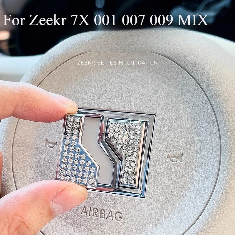 For Zeekr 7X 001 007 009 MIX Steering Wheel Cover, Crystal Diamond Emblem Sticker, Car Interior Decoration Upgrade Accessories