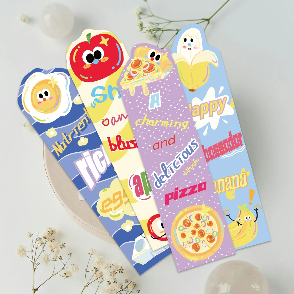 30pcs Funny Cute Cartoon Food Paper Bookmark For Students DIY Book Club Readers Page Marker Library Office Page Marking