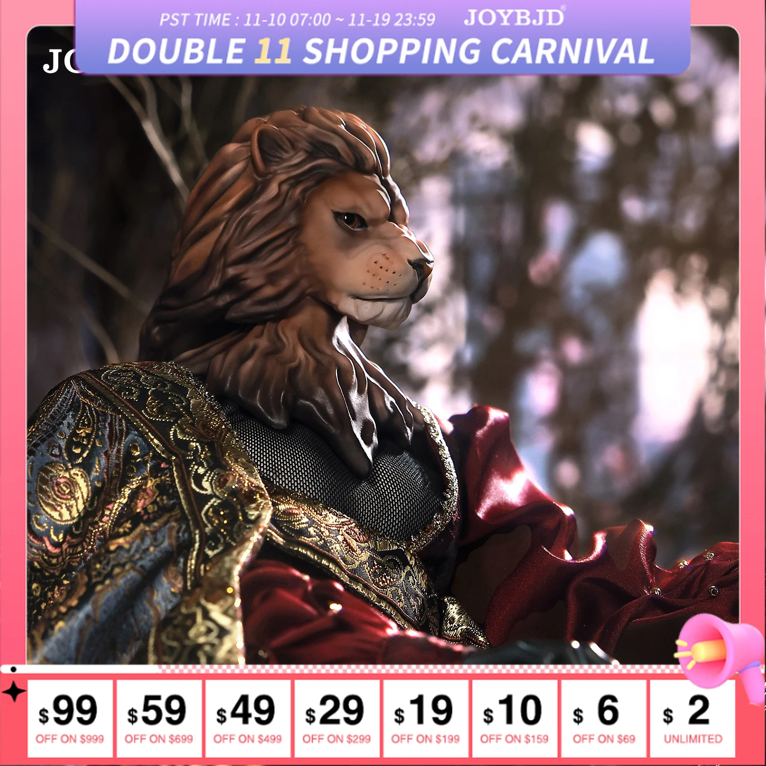 

Joybjd Lsaac Animal Bjd Doll 1/4 Full Set with Bailang Body Medieval Fantasy Style Brutalism Male Resin Ball Jointed Dolls