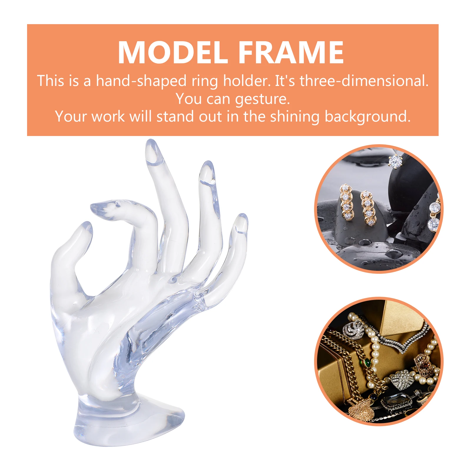 

Hand- Form Ring Display Stand Show Rack Transparent Jewelry Holder Plastic