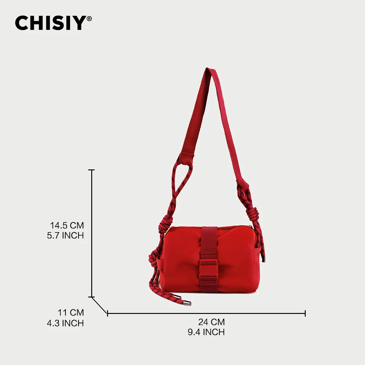 CHISIY Original Handmade Red Nylon Leisure Student Sports Fitness Zipper Travel Summer Crossbody Bag Valentine\'s Day Gift