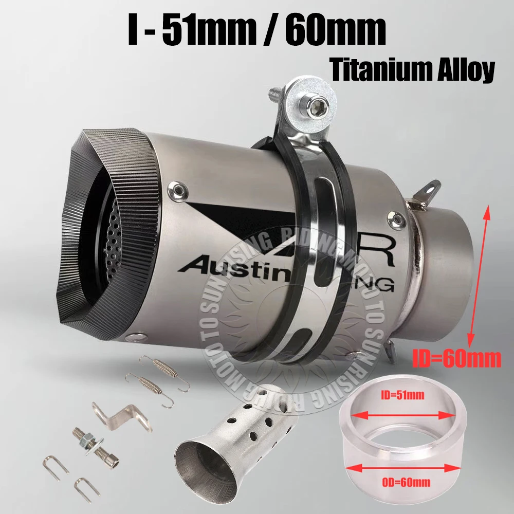 51mm 60mm Carbon/Stainless/Titanium AR Motorcycle Exhaust Muffler For Kawasaki Honda Yamaha KTM CF Suzuki Ktm Bmw etc Tail Pipe image 3