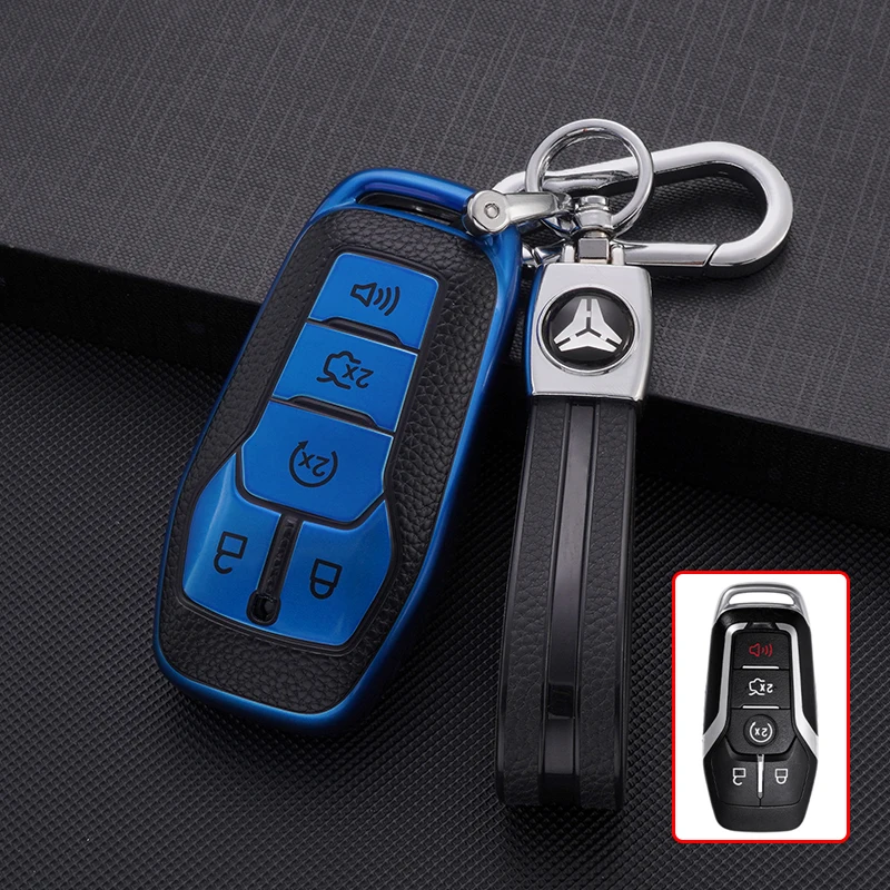 TPU Car Remote Key Case Cover Ptotect Shell Fob For Ford Fusion Mondeo Mustang F 150 Explorer Edge 2015 2016 2017 2018 Keychain