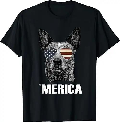 

4Th July Blue Heeler Dog Merica Patriotic Usa Flag Cute T Shirt Sweat 15929