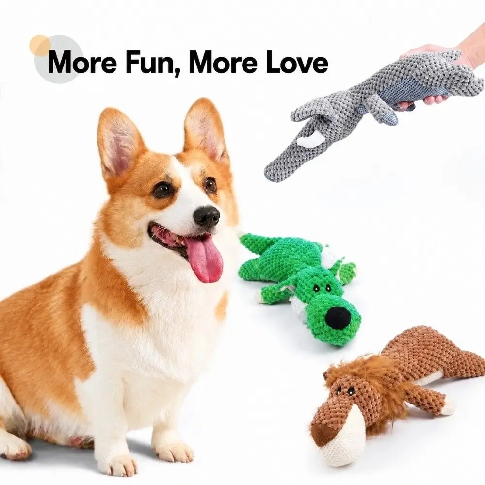 Cute Animal Shaped Dog Toys Bite Resistant Squeaky Sounder Squeaky Pet Toys Soft Tooth Cleaning Pet Chew Toys Home Play