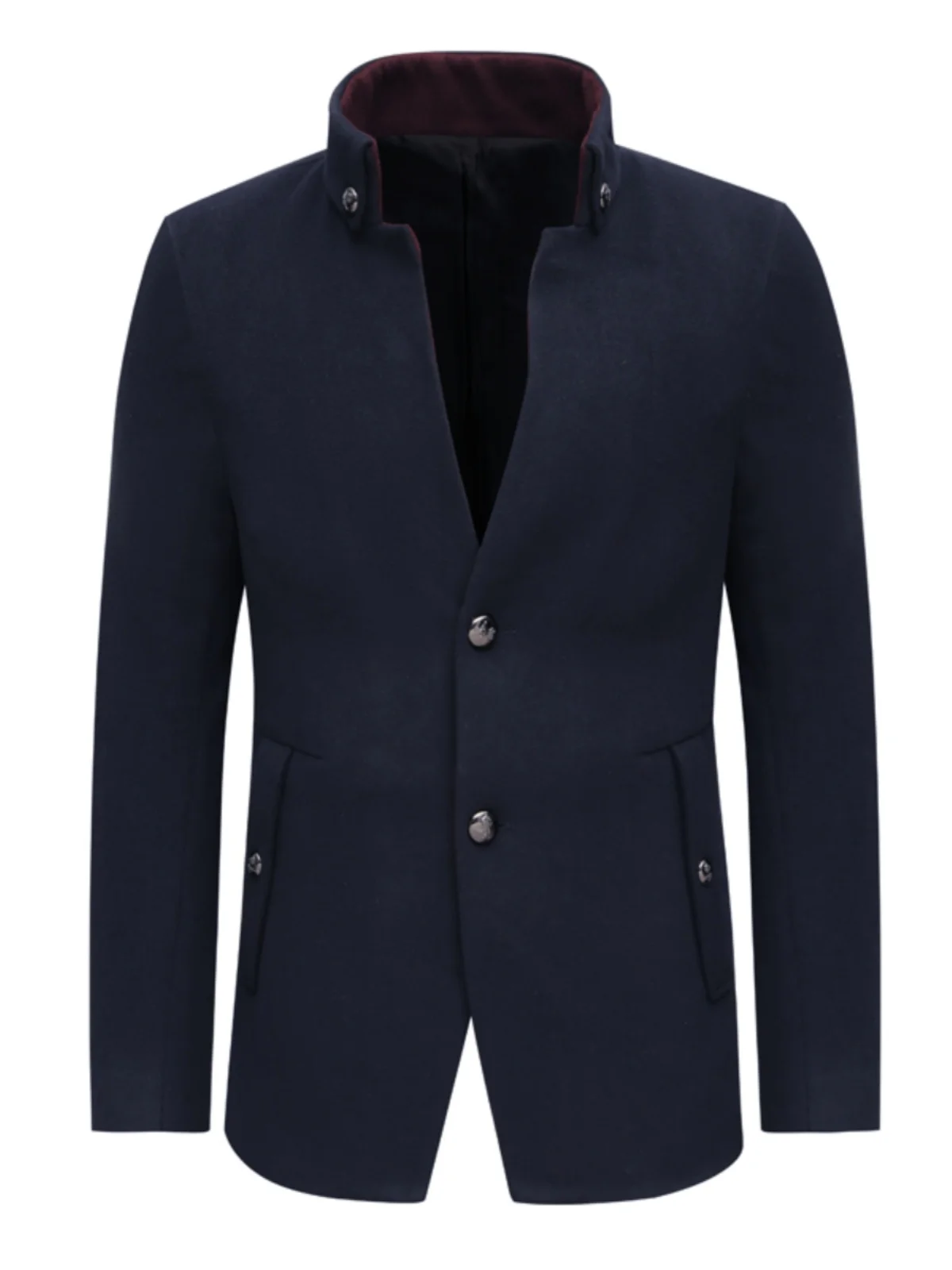 

Harrena Gold W239 Men's Woolen Coat Faionable Casual Warm Mid-aged Sli Autumn Winter Suit Busin Leisure